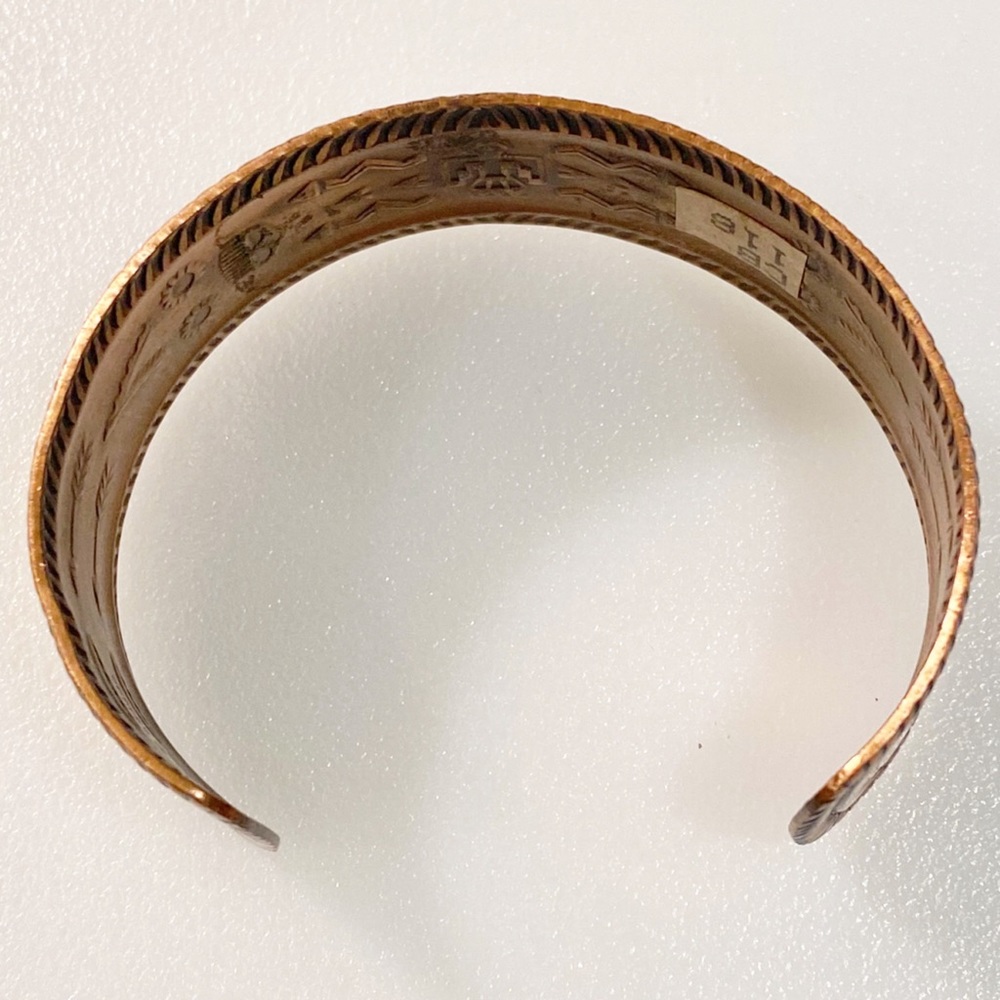 Vintage Storyteller Bell Trading Post Copper Cuff Bracelet - Handmade - Picture 12 of 13